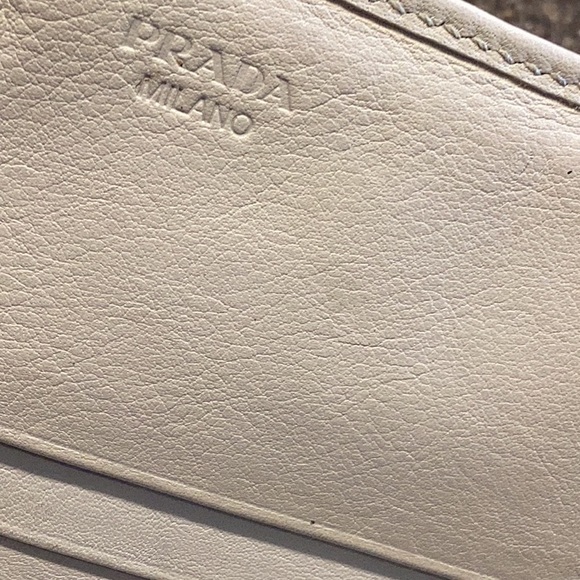 Prada long leather wallet with COA. Cream color. EUC - Picture 6 of 14